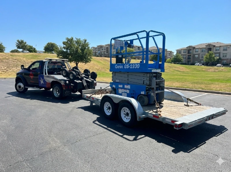 image of a Scissors LIft being towed